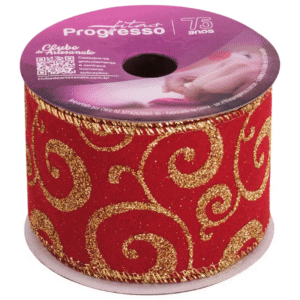 FITA POLIÉSTER 3,8 CM - ESTAMPA NATALINA
