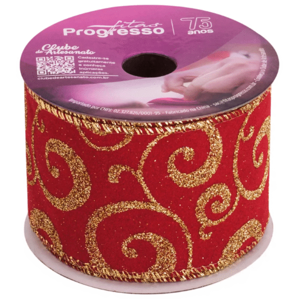 FITA POLIÉSTER 3,8 CM - ESTAMPA NATALINA