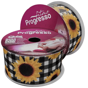 FITA POLIÉSTER 3,8 CM - ESTAMPA GIRASSOL
