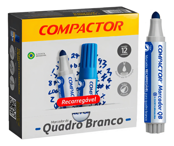 PINCEL MARCADOR QUADRO BRANCO COMPACTOR RECARREGÁVEL