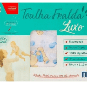 TOALHA FRALDA LUXO - 70X110CM - 3 UNIDADES