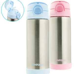 GARRAFA TÉRMICA INOX PAREDE DUPLA 400ML COM CANUDO PIMPOLHO